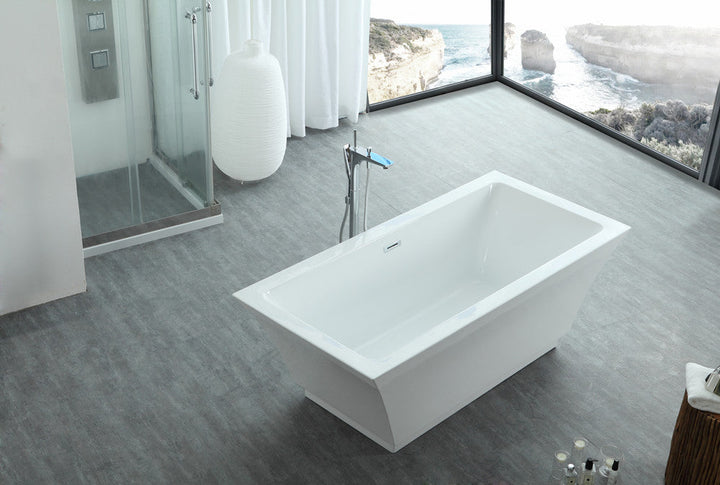 Legion Furniture WE6817 Series 67” White Acrylic Rectangular Bath Tub