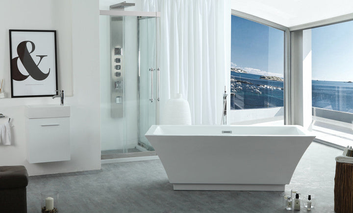 Legion Furniture WE6817 Series 67” White Acrylic Rectangular Bath Tub