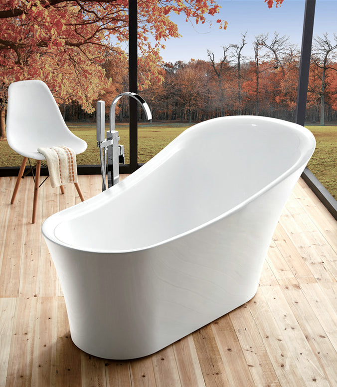 Legion Furniture WE6843 Series 67” White Acrylic Slipper Style Bath Tub