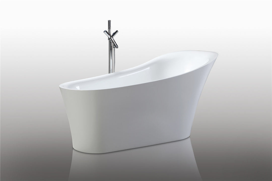 Legion Furniture WE6843 Series 67” White Acrylic Slipper Style Bath Tub