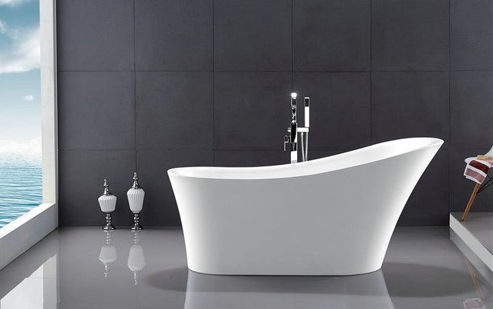 Legion Furniture WE6843 Series 67” White Acrylic Slipper Style Bath Tub