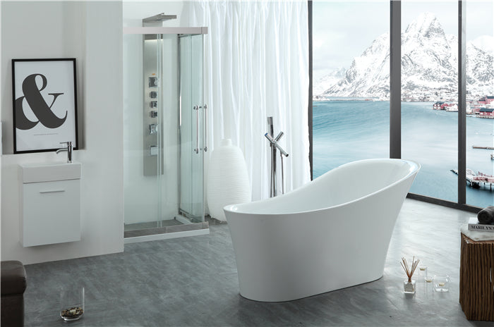 Legion Furniture WE6843 Series 67” White Acrylic Slipper Style Bath Tub