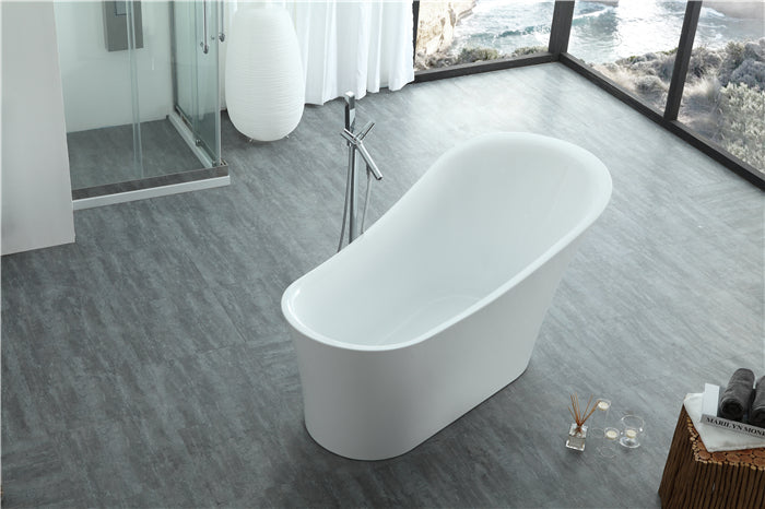 Legion Furniture WE6843 Series 67” White Acrylic Slipper Style Bath Tub