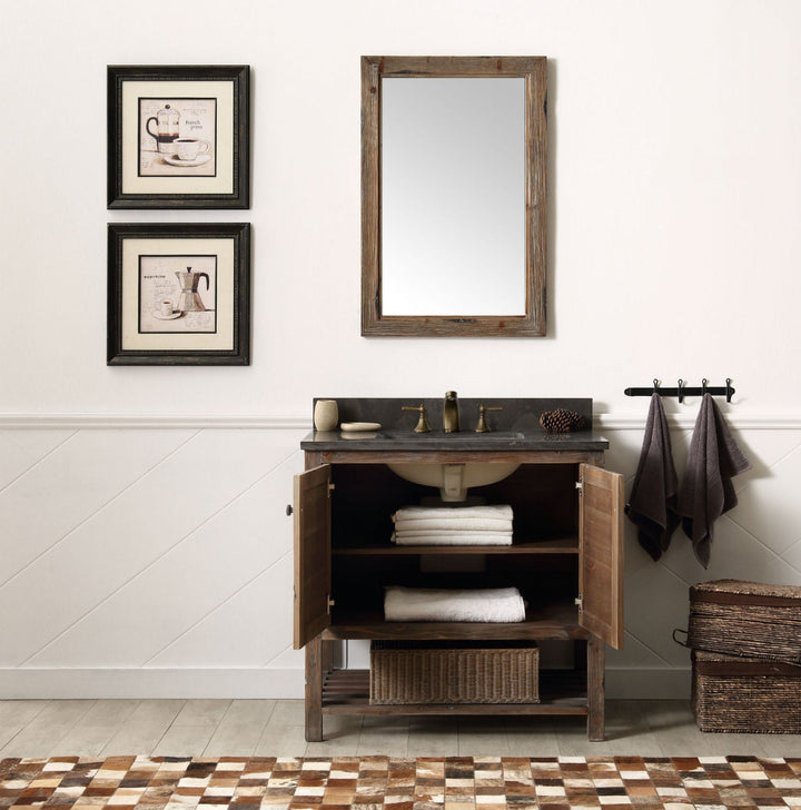Legion Furniture WH5136 Series 36” Solid Wood Single Sink Vanity in Brown Rustic with Moon Stone Top