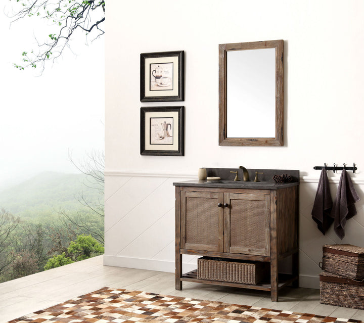 Legion Furniture WH5136 Series 36” Solid Wood Single Sink Vanity in Brown Rustic with Moon Stone Top
