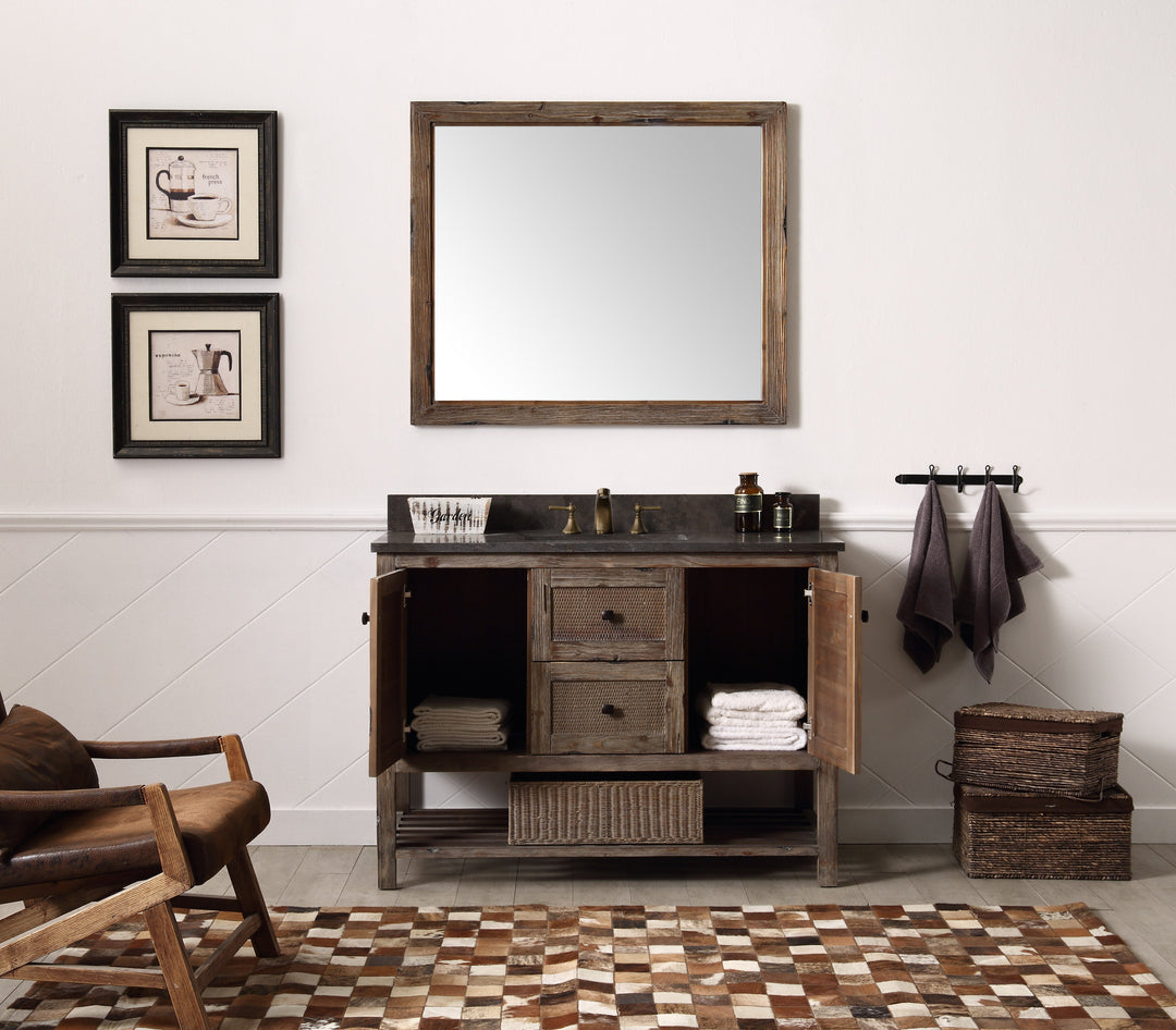 Legion Furniture WH5148 Series 48” Solid Wood Single Sink Vanity in Brown Rustic Wash with Moon Stone Top