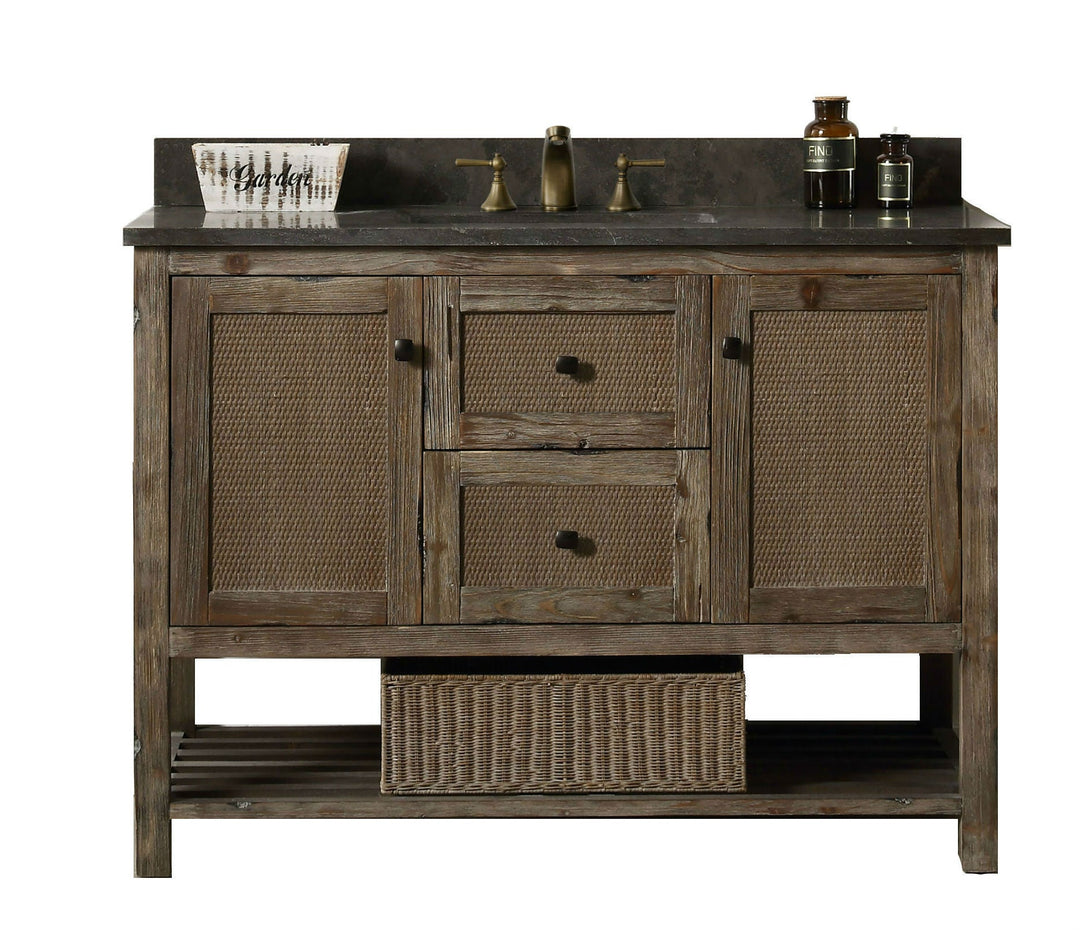 Legion Furniture WH5148 Series 48” Solid Wood Single Sink Vanity in Brown Rustic Wash with Moon Stone Top
