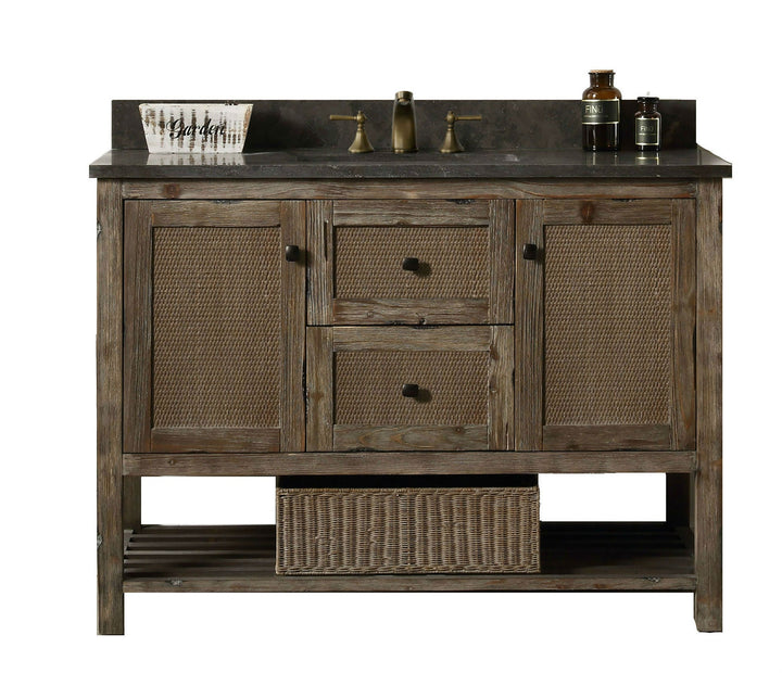 Legion Furniture WH5148 Series 48” Solid Wood Single Sink Vanity in Brown Rustic Wash with Moon Stone Top