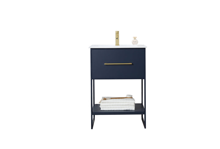 Legion Furniture WH7024 Series 24" Single Sink Vanity in Blue with Black Metal Frame