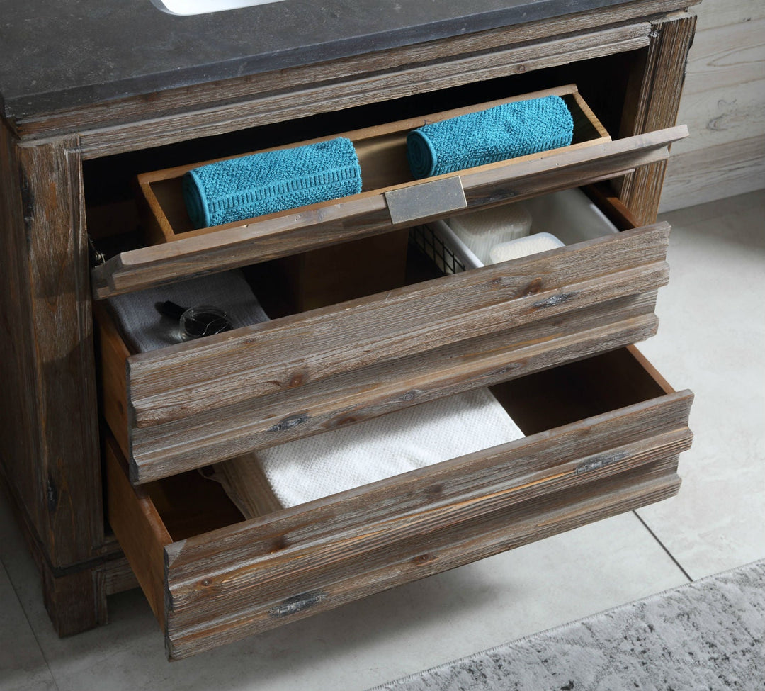 Legion Furniture WH8436 Series 36" Solid Wood Single Sink Vanity in Brown Rustic with Moon Stone Top