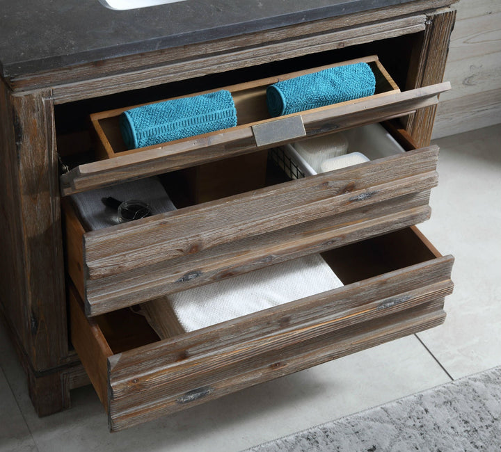 Legion Furniture WH8436 Series 36" Solid Wood Single Sink Vanity in Brown Rustic with Moon Stone Top