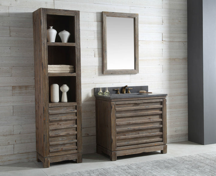 Legion Furniture WH8436 Series 36" Solid Wood Single Sink Vanity in Brown Rustic with Moon Stone Top