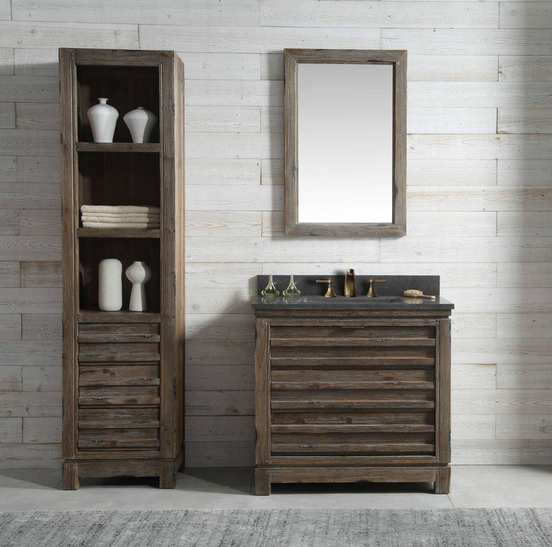 Legion Furniture WH8436 Series 36" Solid Wood Single Sink Vanity in Brown Rustic with Moon Stone Top