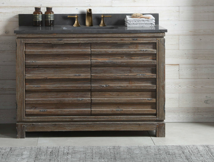 Legion Furniture WH8448 Series 48” solid Wood Single Sink Vanity in Brown Rustic with Moon Stone Top