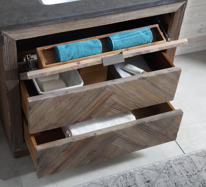Legion Furniture WH 8536 Series 36” Solid Wood Single Sink Vanity in Brown Rustic with Moon Stone Top