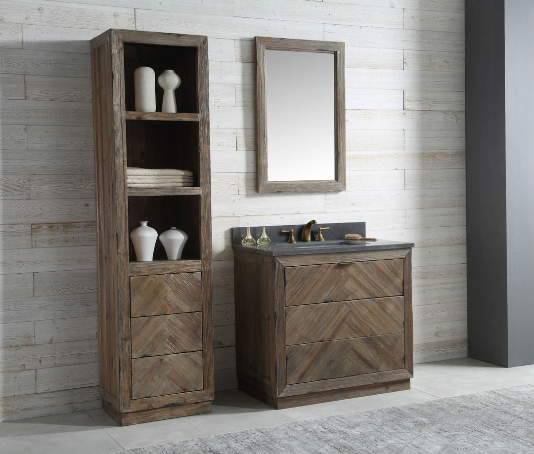 Legion Furniture WH 8536 Series 36” Solid Wood Single Sink Vanity in Brown Rustic with Moon Stone Top