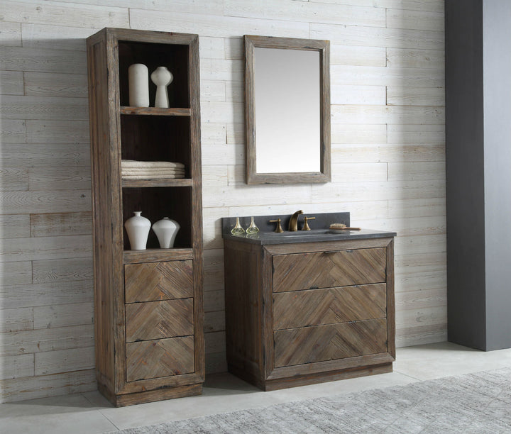 Legion Furniture WH 8536 Series 36” Solid Wood Single Sink Vanity in Brown Rustic with Moon Stone Top