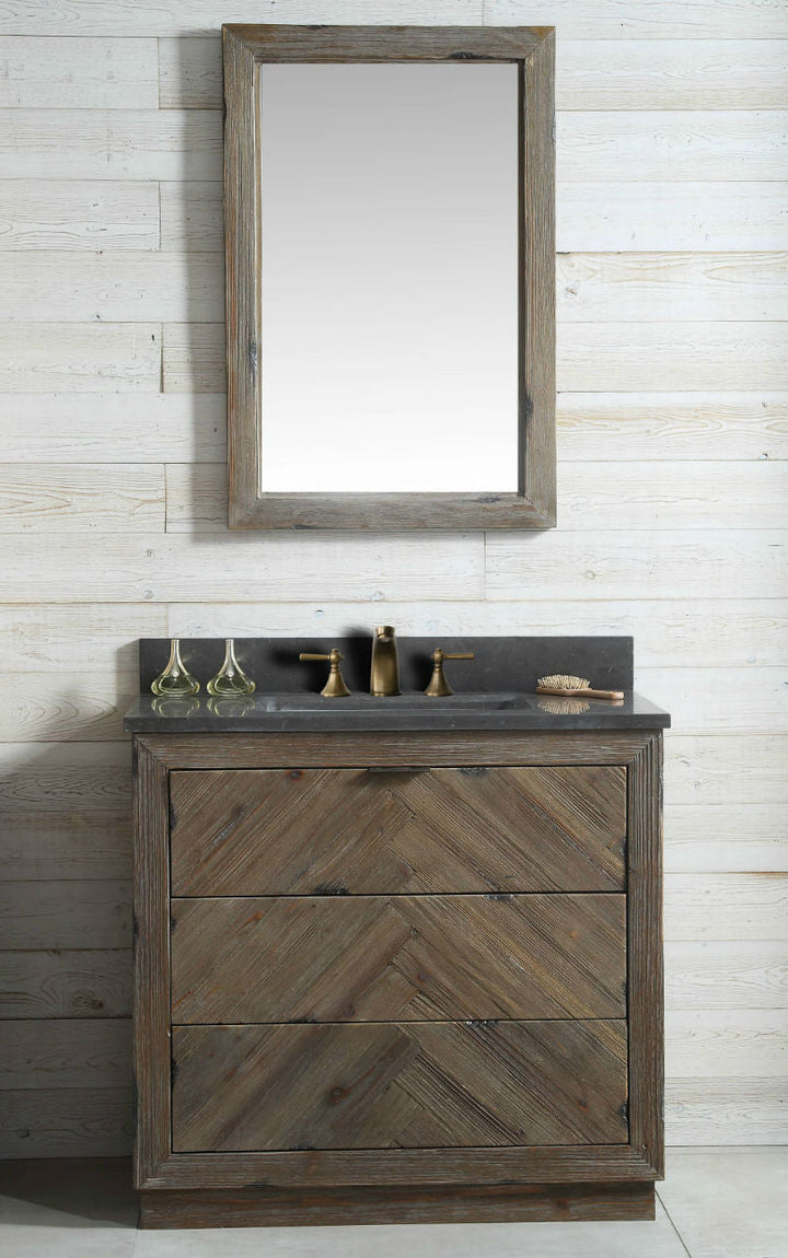 Legion Furniture WH 8536 Series 36” Solid Wood Single Sink Vanity in Brown Rustic with Moon Stone Top