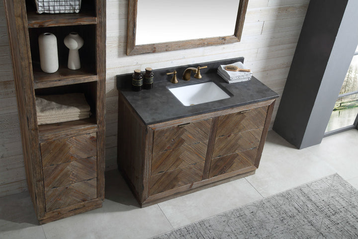 Legion Furniture 48" Wood Sink Vanity Match in Brown Rustic with Marble Wh 5148" Top -No Faucet - WH8548
