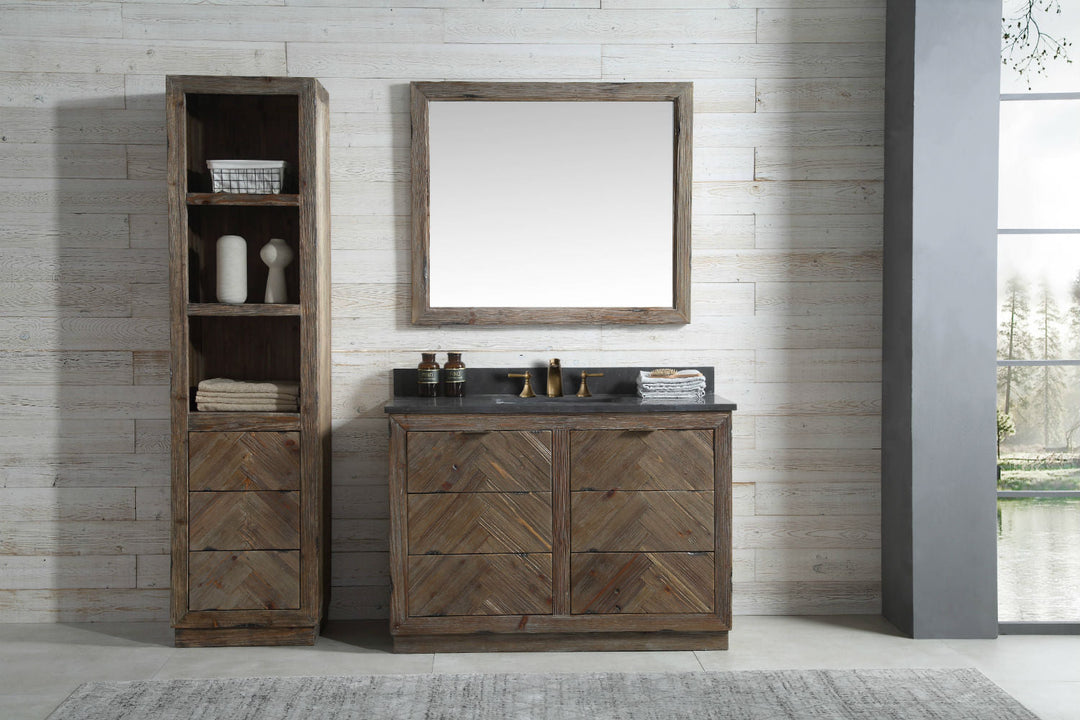 Legion Furniture 48" Wood Sink Vanity Match in Brown Rustic with Marble Wh 5148" Top -No Faucet - WH8548