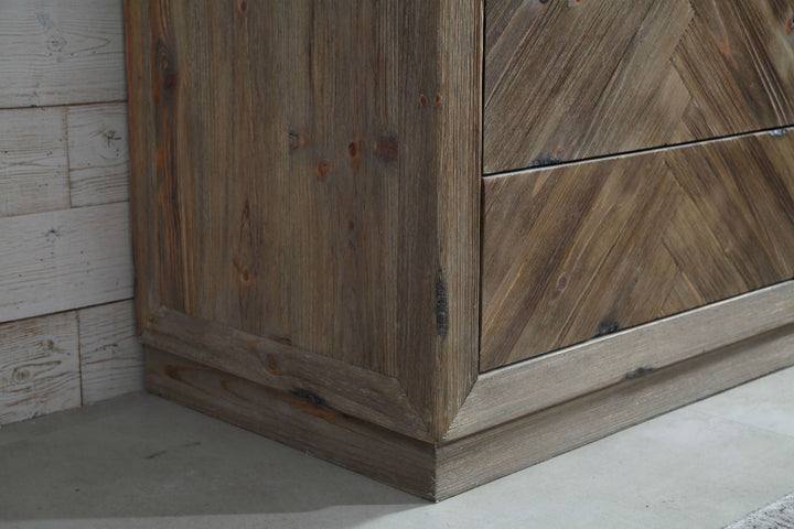 Legion Furniture WH 8560 Series 60” Solid Wood Double Sink Vanity in Brown Rustic with Moon Stone Top
