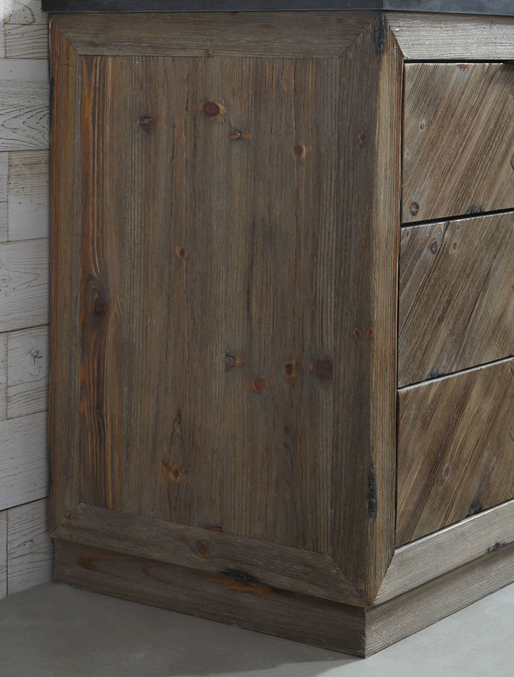 Legion Furniture WH 8560 Series 60” Solid Wood Double Sink Vanity in Brown Rustic with Moon Stone Top