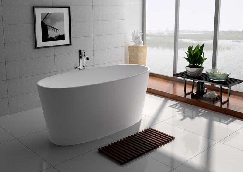 Legion Furniture WJ8602 Series 62.2” Matt White Solid Surface Bath Tub