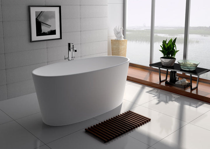 Legion Furniture WJ8602 Series 62.2” Matt White Solid Surface Bath Tub