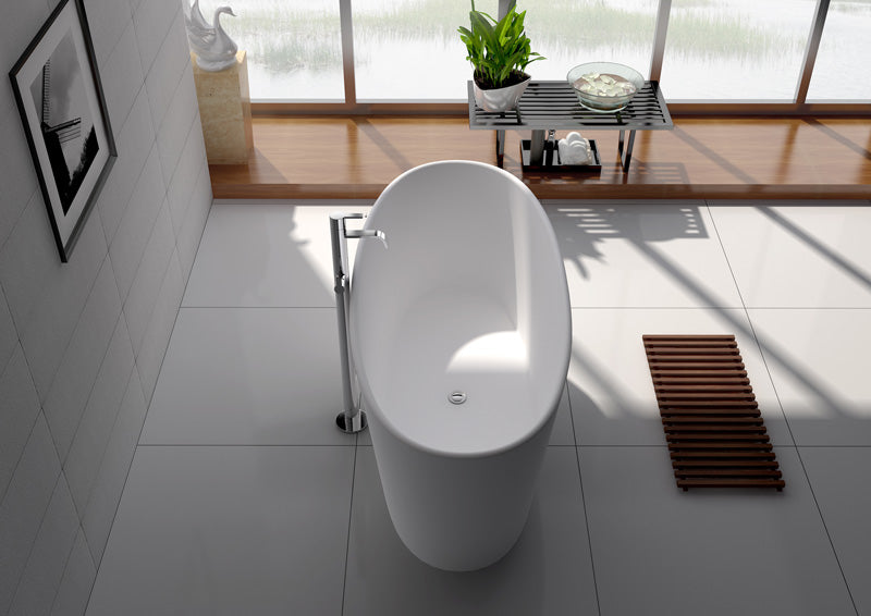 Legion Furniture WJ8602 Series 62.2” Matt White Solid Surface Bath Tub