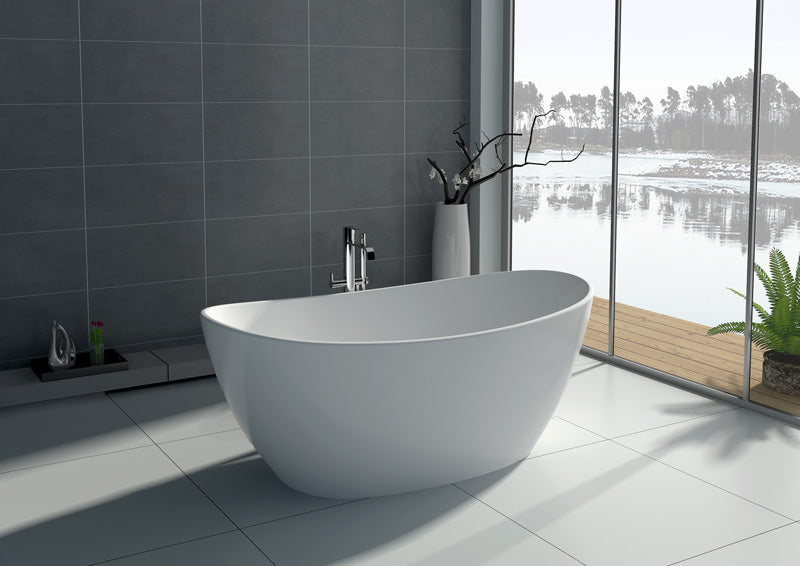 Legion Furniture WJ8611 Series 64.2” Matt White Solid Surface Bath Tub