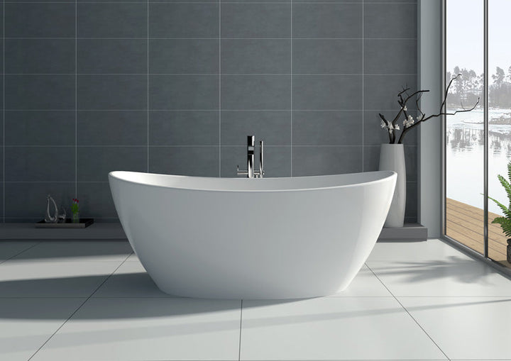 Legion Furniture WJ8611 Series 64.2” Matt White Solid Surface Bath Tub