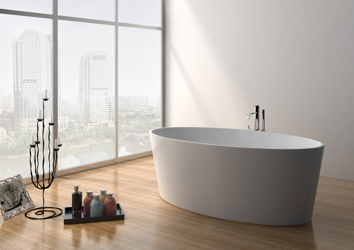 Legion Furniture WJ8617 Series 63” Matt White Solid Surface Bath Tub