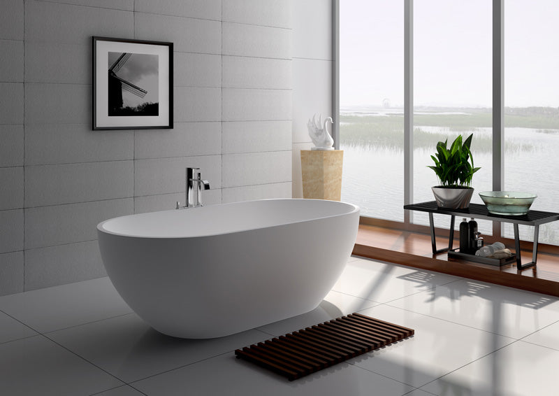 Legion Furniture WJ8619 Series 70.1” Matt White Solid Surface Bath Tub