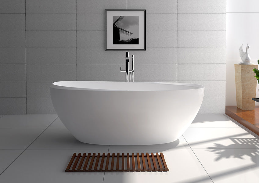 Legion Furniture WJ8639 Series 65” Matt White Solid Surface Bath Tub