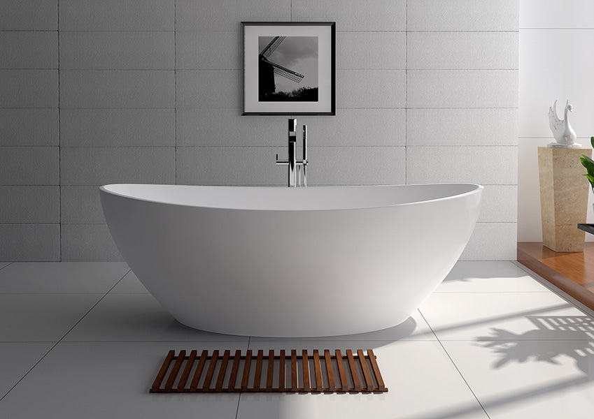 Legion Furniture WJ8643 Series 71” Matt White Solid Surface Bath Tub