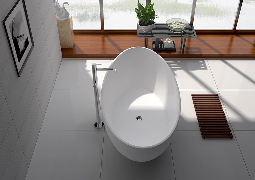Legion Furniture WJ8643 Series 71” Matt White Solid Surface Bath Tub