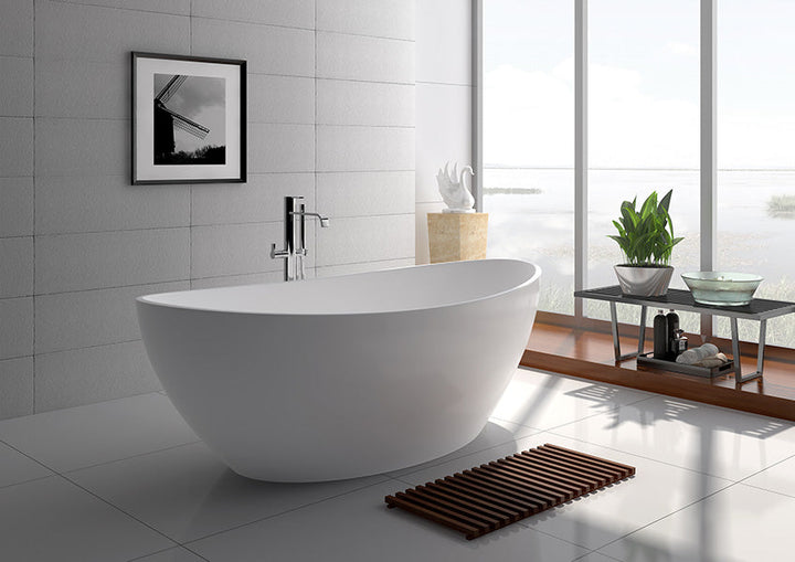 Legion Furniture WJ8643 Series 71” Matt White Solid Surface Bath Tub