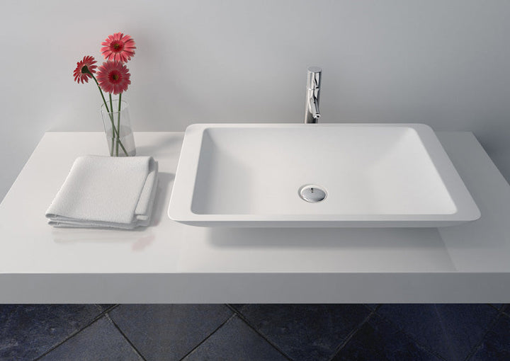 Legion Furniture WJ9002 Series 23.6” Matt White Solid Surface Rectangular Vessel Sink