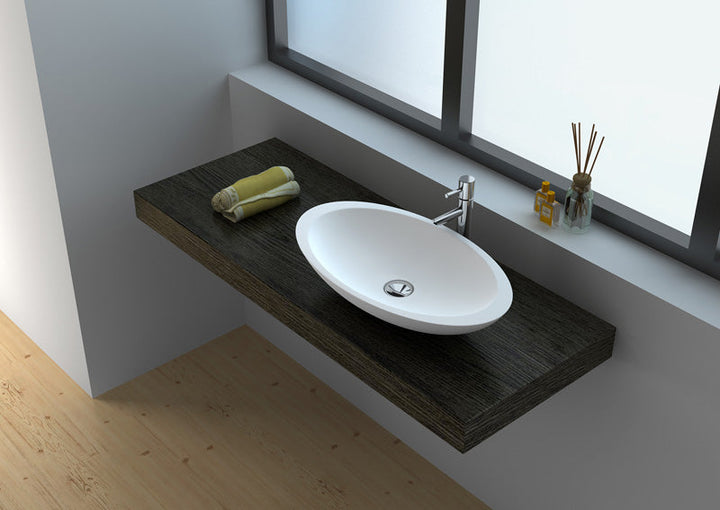 Legion Furniture WJ9005 Series 23.6” Matt White Solid Surface Oval Vessel Sink