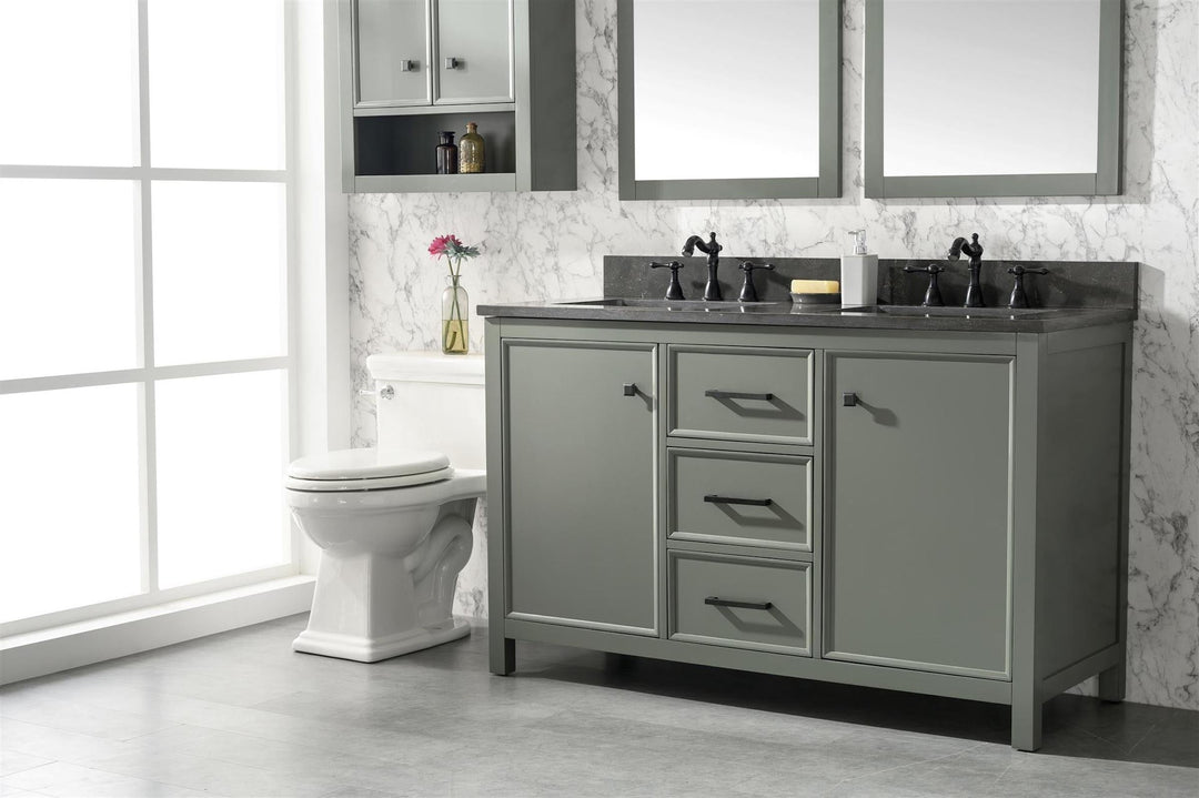 Legion Furniture WLF2154 Series 54” Double Sink Vanity in Pewter Green with Blue Limestone Top