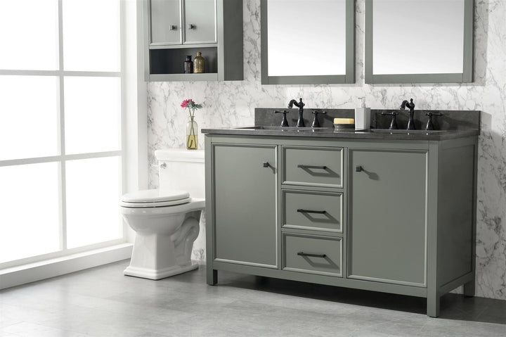 Legion Furniture WLF2154 Series 54” Double Sink Vanity in Pewter Green with Blue Limestone Top