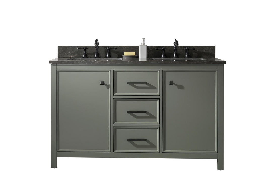 Legion Furniture WLF2154 Series 54” Double Sink Vanity in Pewter Green with Blue Limestone Top