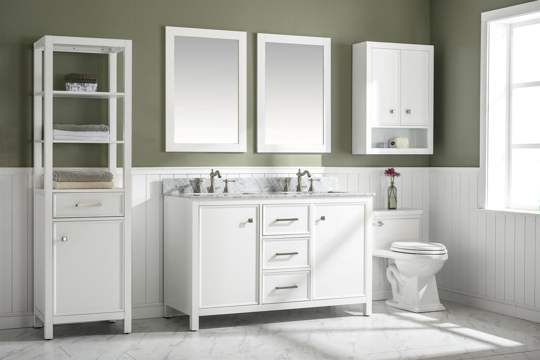 Legion Furniture WLF2154 Series 54” Double Sink Vanity in White with Carrara Marble White Top
