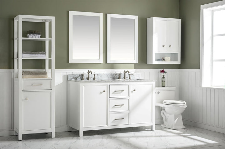 Legion Furniture WLF2154 Series 54” Double Sink Vanity in White with Carrara Marble White Top