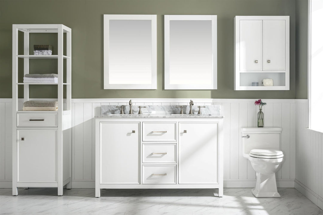 Legion Furniture WLF2154 Series 54” Double Sink Vanity in White with Carrara Marble White Top