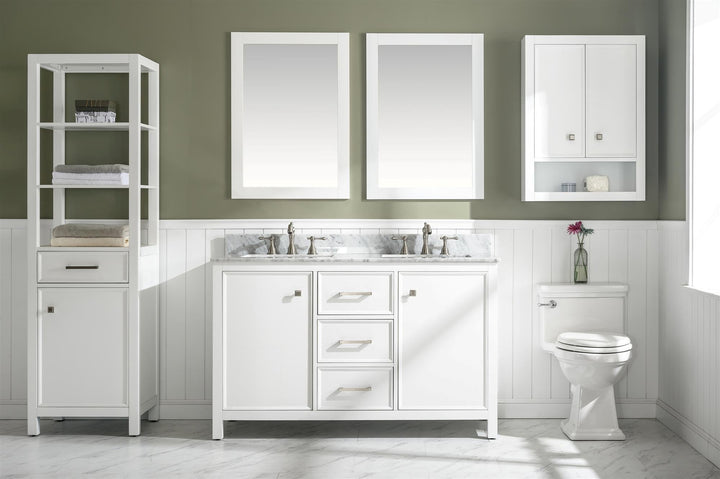 Legion Furniture WLF2154 Series 54” Double Sink Vanity in White with Carrara Marble White Top