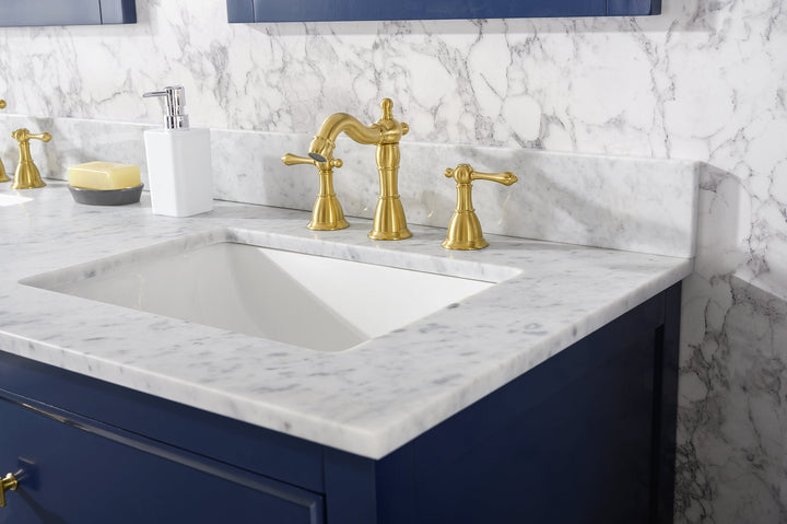 Legion Furniture WLF2160 Series 60” Double Sink Vanity in Blue with Carrara Marble White Top