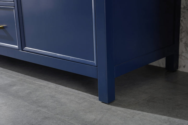 Legion Furniture WLF2160 Series 60” Double Sink Vanity in Blue with Carrara Marble White Top