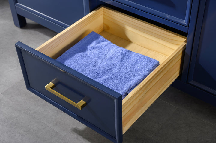 Legion Furniture WLF2160 Series 60” Double Sink Vanity in Blue with Carrara Marble White Top