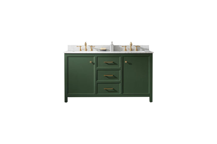 Legion Furniture WLF2160 Series 60” Double Sink Vanity in Vogue Green with Carrara Marble White Top